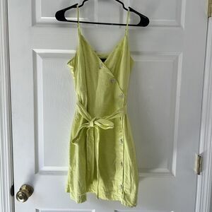 Banana Republic Wrap Linen Cotton Dress Yellow-Size 8